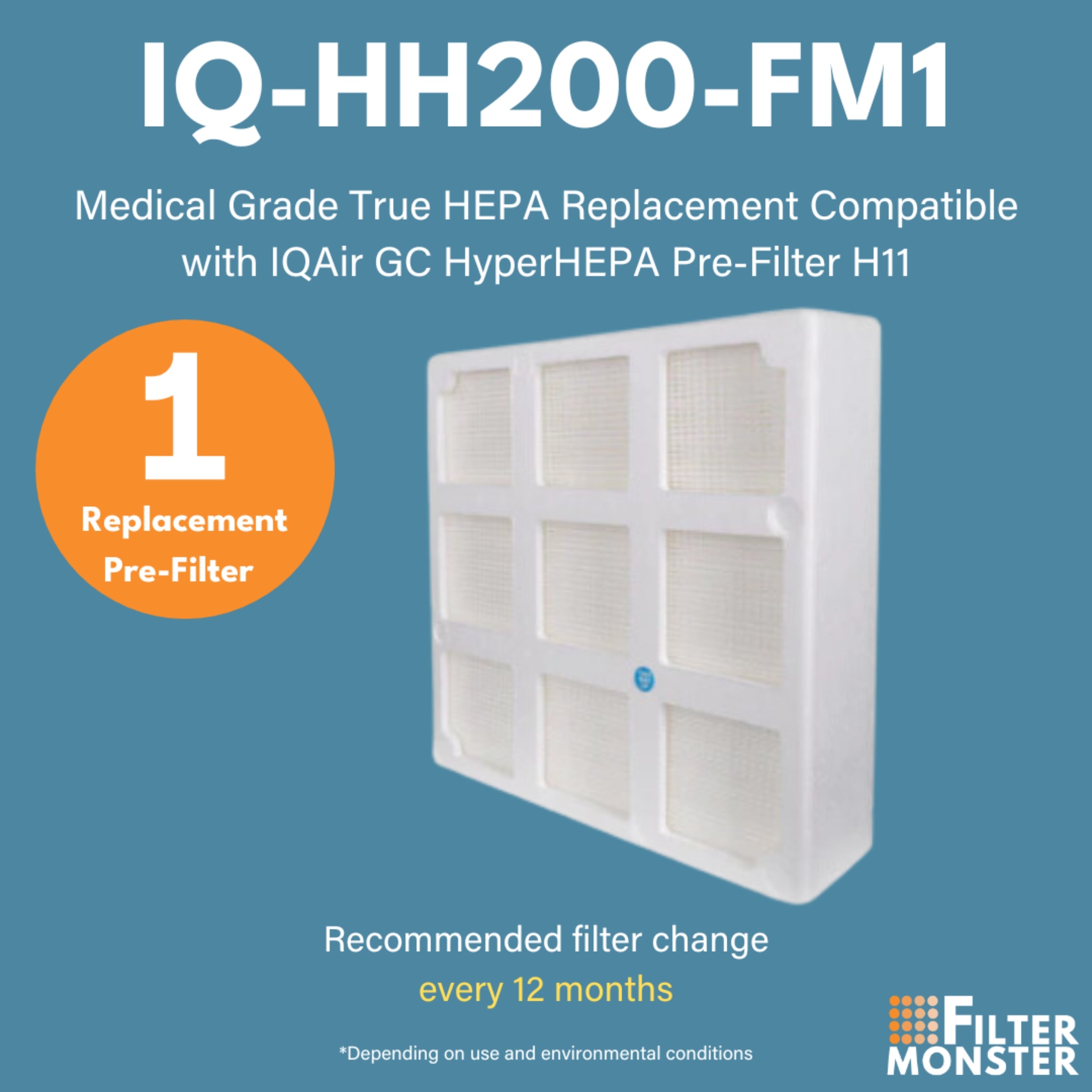 Filter-Monster Branded Medical Grade True HEPA Replacement Compatible with IQAir GC HyperHEPA Pre-Filter H11