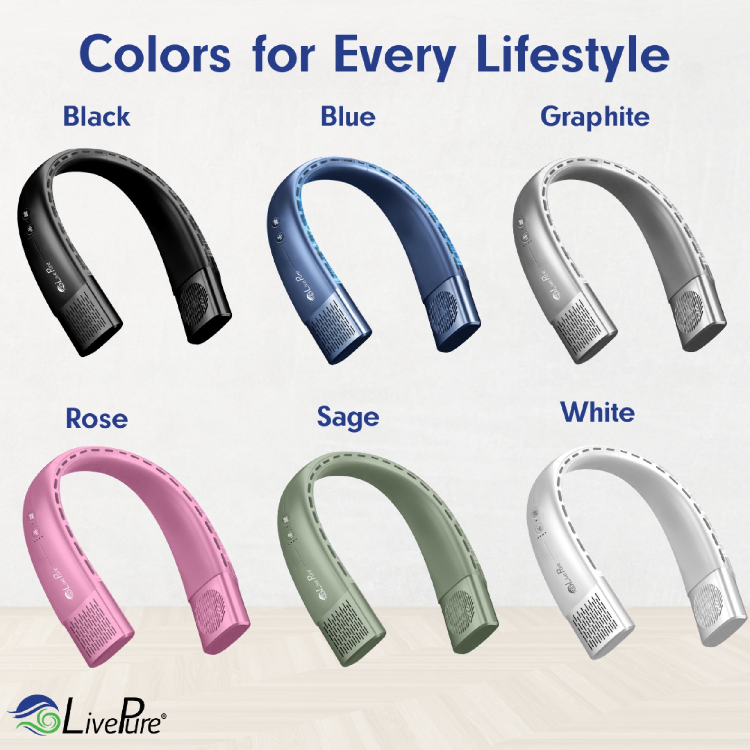 LivePure Hands Free Portable  Neck Fan Air Cleaner LP1000FAN