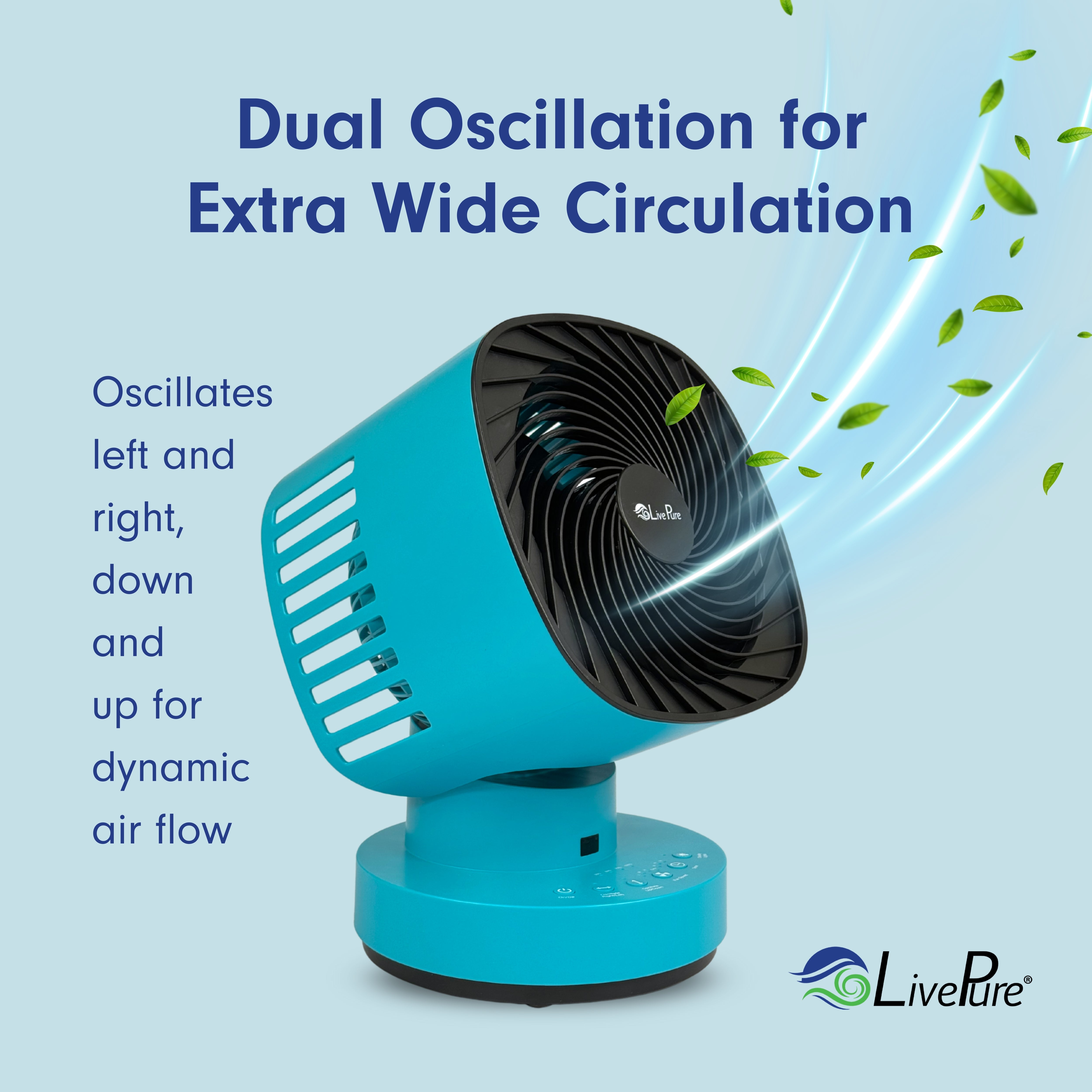 Rechargeable 4 Speed Orbital Dual Oscillating Fan with Remote