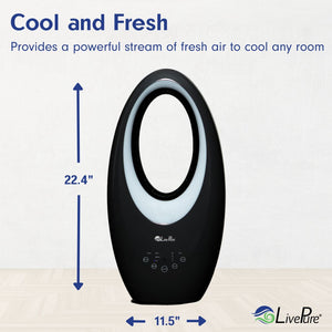 LivePure Bladeless Auto-Duster, Oscillating Fan w/Filter, Air Circulator, 11.5 x 22.44 x 6.73 in