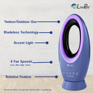 LivePure Bladeless Indoor/Outdoor Rechargeable Fan