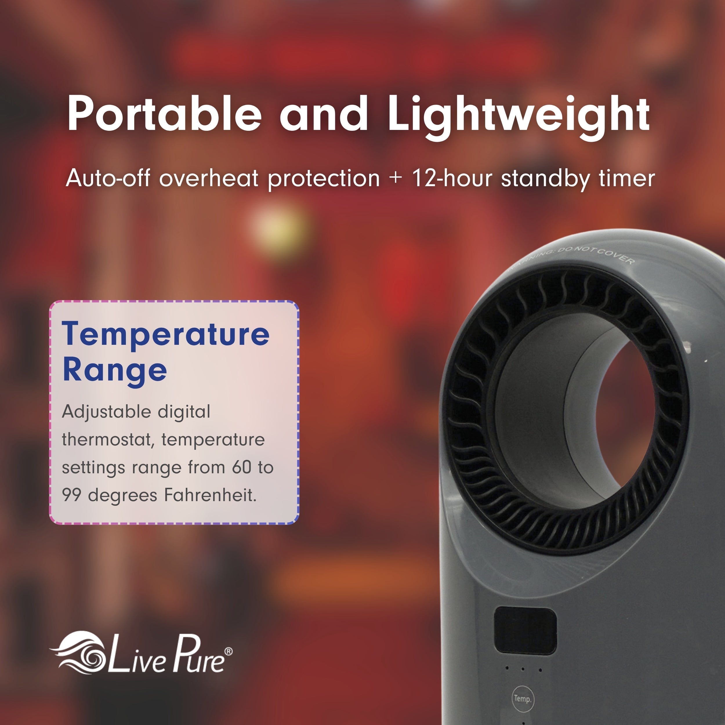 LivePure Turbine Vortex Auto-Duster Heater, LP2200