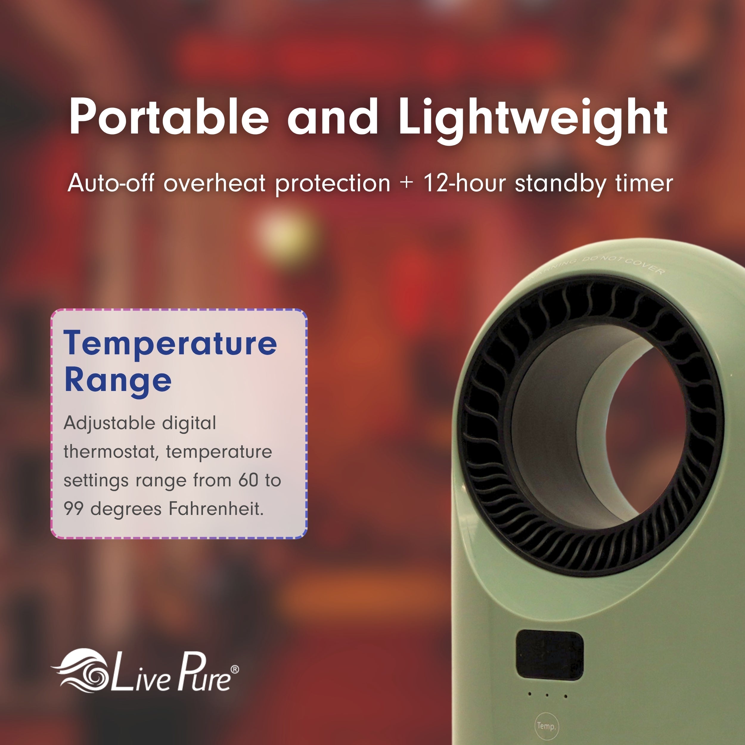 LivePure Turbine Vortex Auto-Duster Heater, LP2200