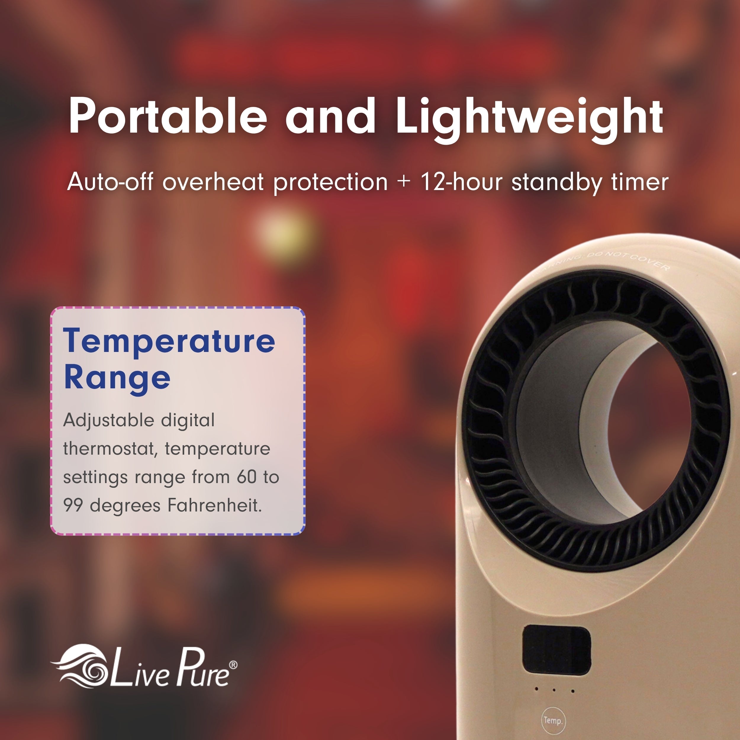 LivePure Turbine Vortex Auto-Duster Heater, LP2200