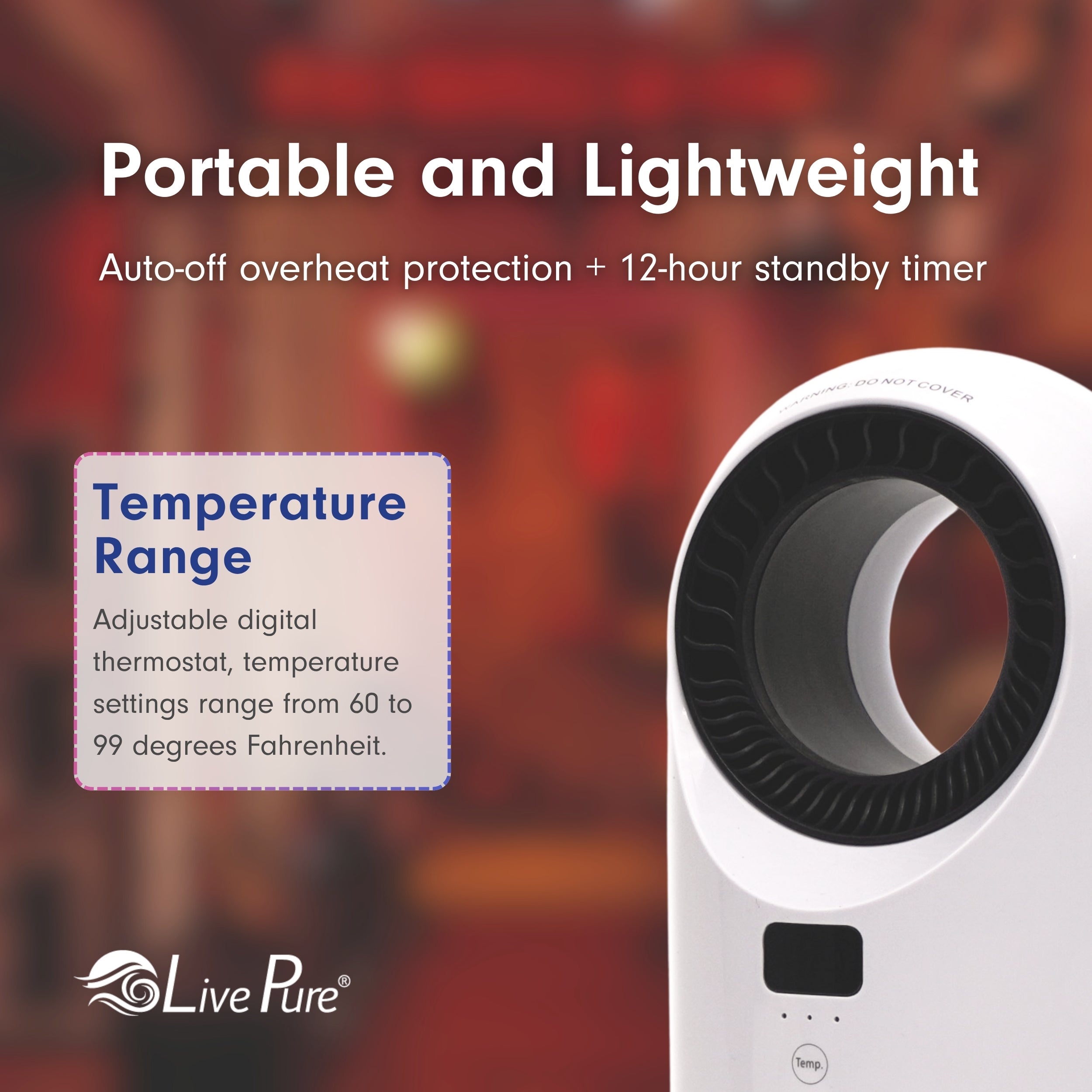 LivePure Turbine Vortex Auto-Duster Heater, LP2200