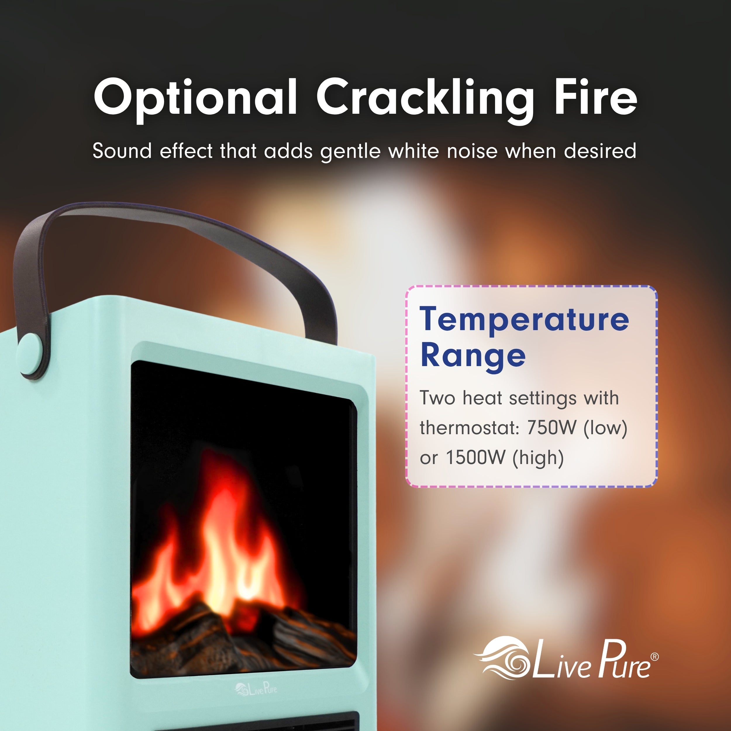 LivePure CrackleFlame Electric Space Heater