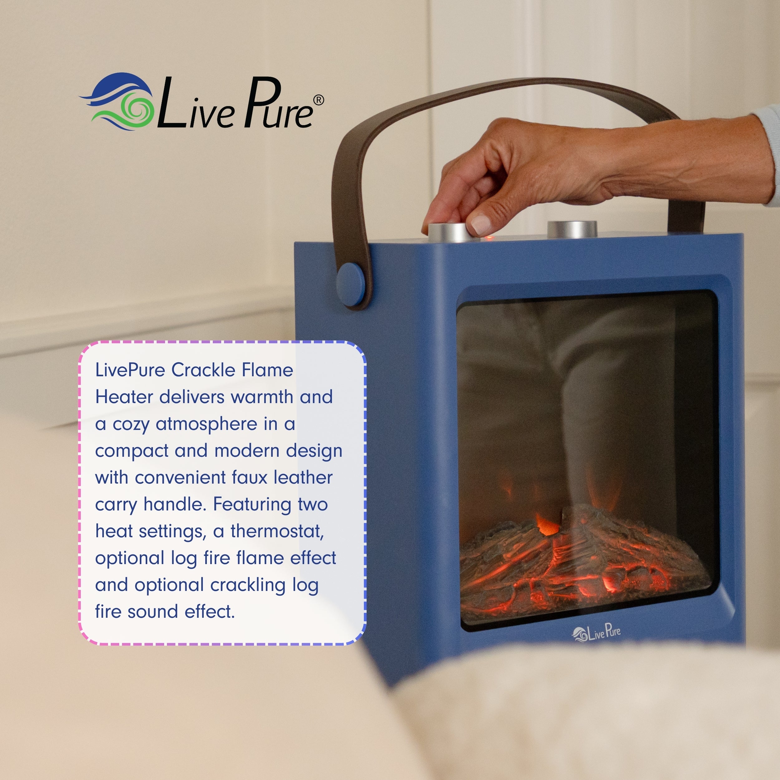 LivePure CrackleFlame Electric Space Heater