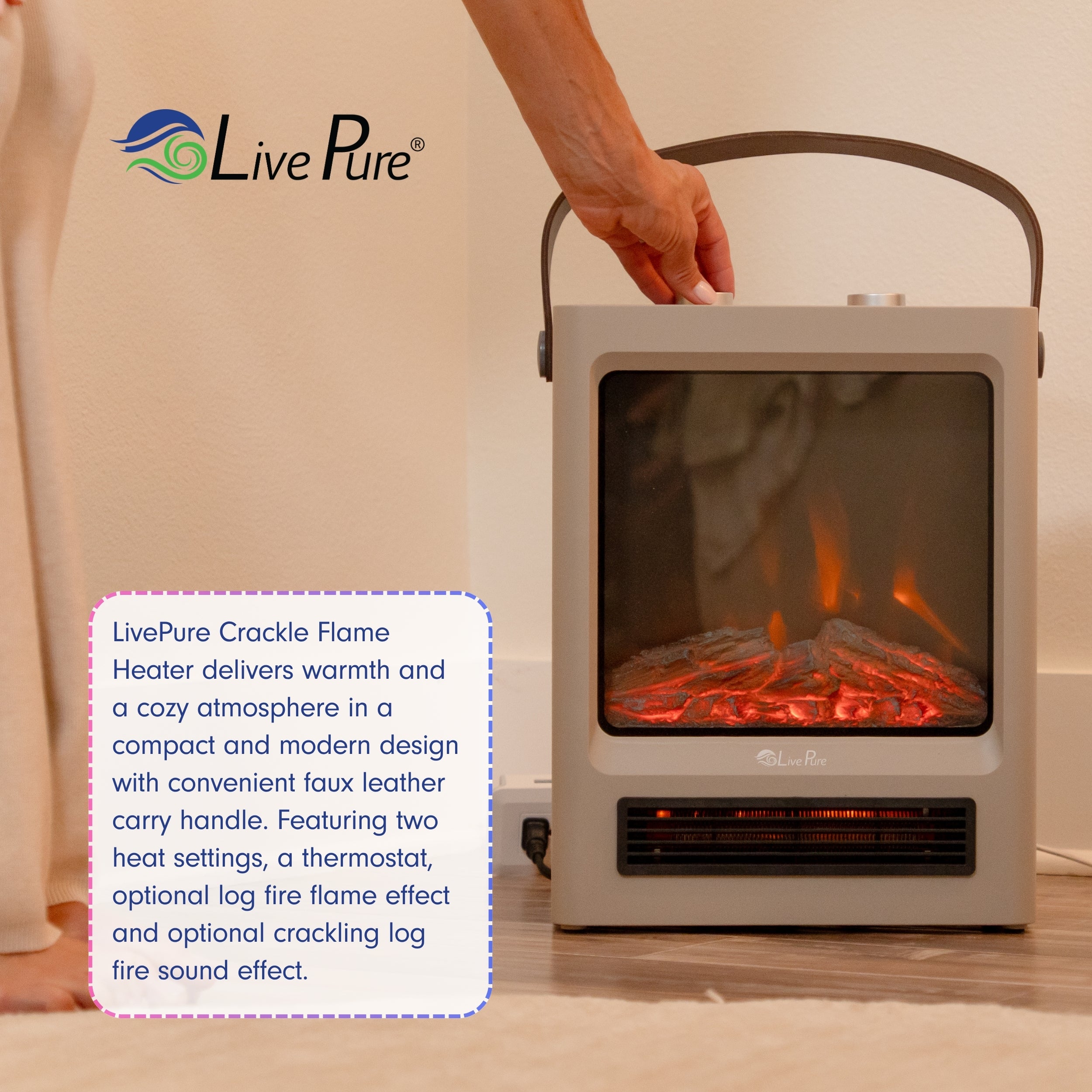LivePure CrackleFlame Electric Space Heater