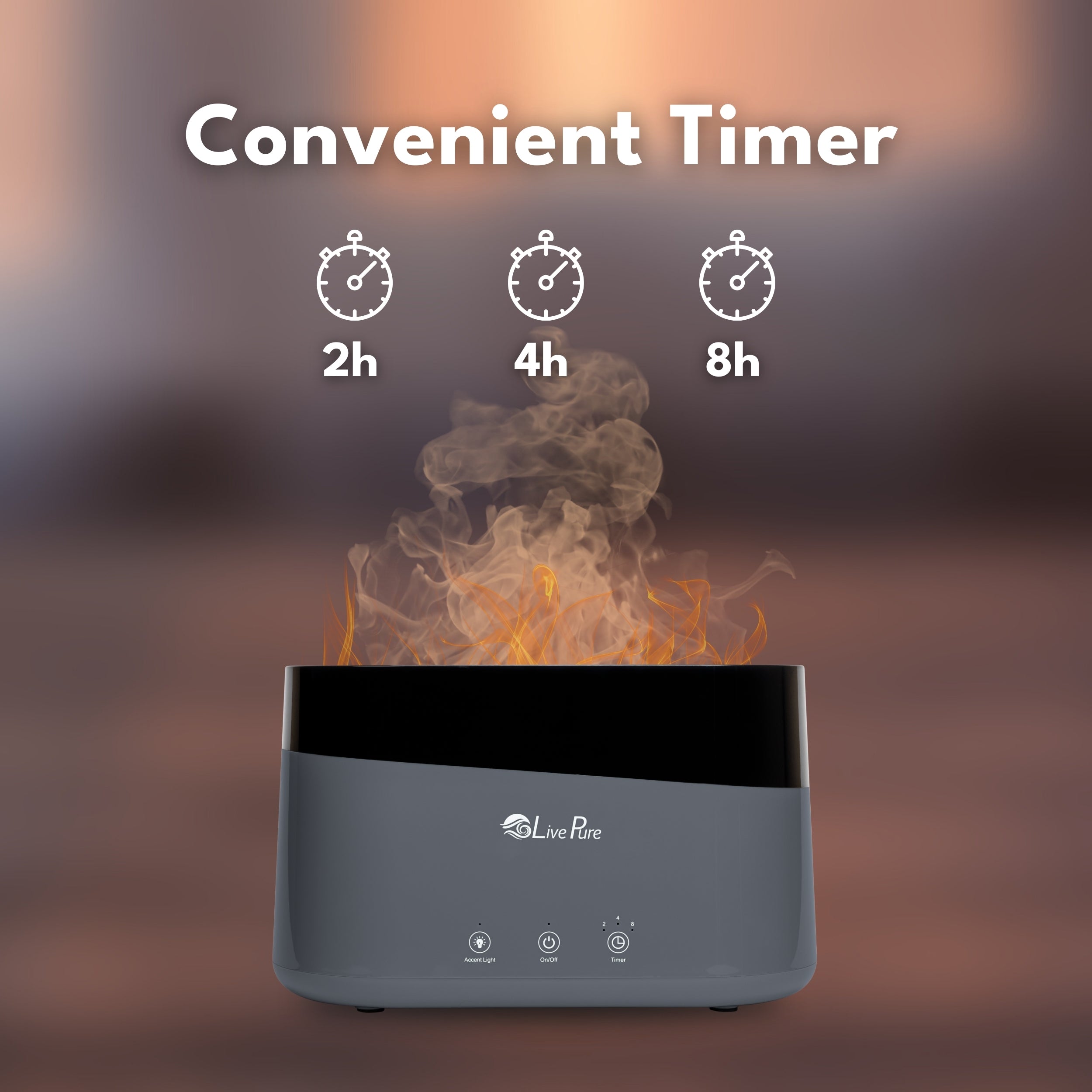 LivePure Aqua Flame Ultrasonic .75L / 0.20 Gal  Humidifier LP350HUM