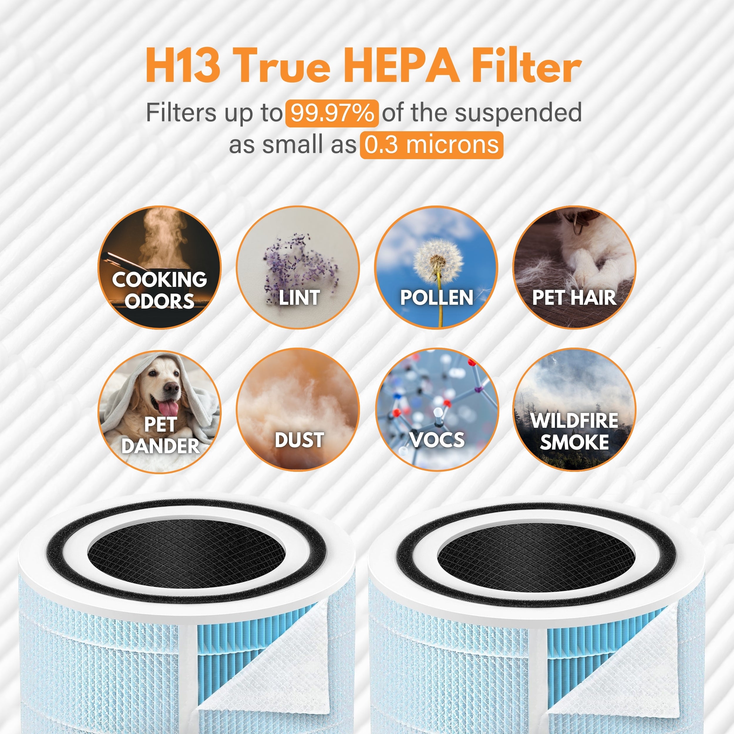 Filter Monster 4-in-1 True HEPA replacement Smoke Remover filter for Levoit Core 300 and Core 300S Purifiers