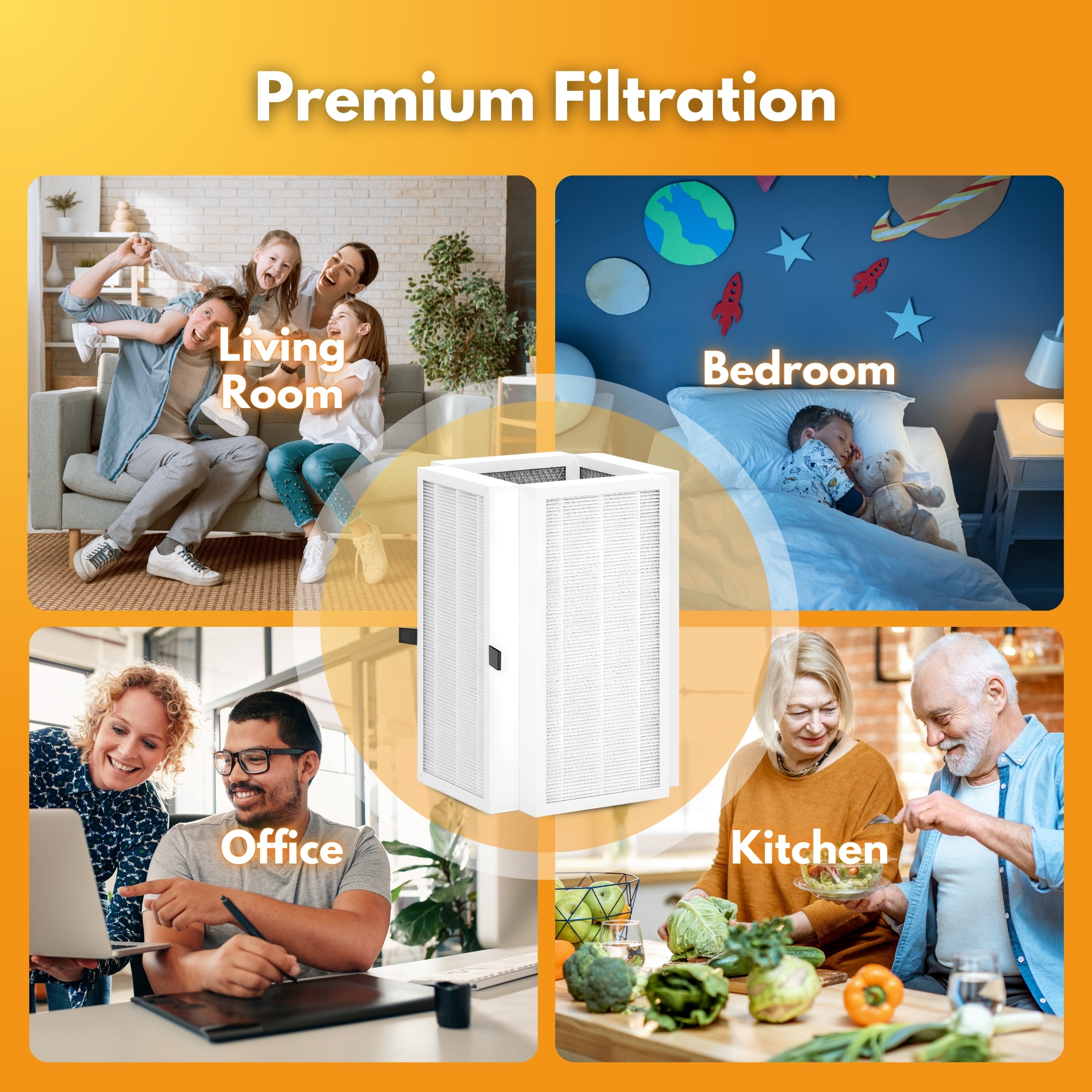 Filter-Monster HEPA Filter Bundle Compatible with Medify MA-50 Air Purifier, 1 Filter Box- 4 HEPA Filters Total