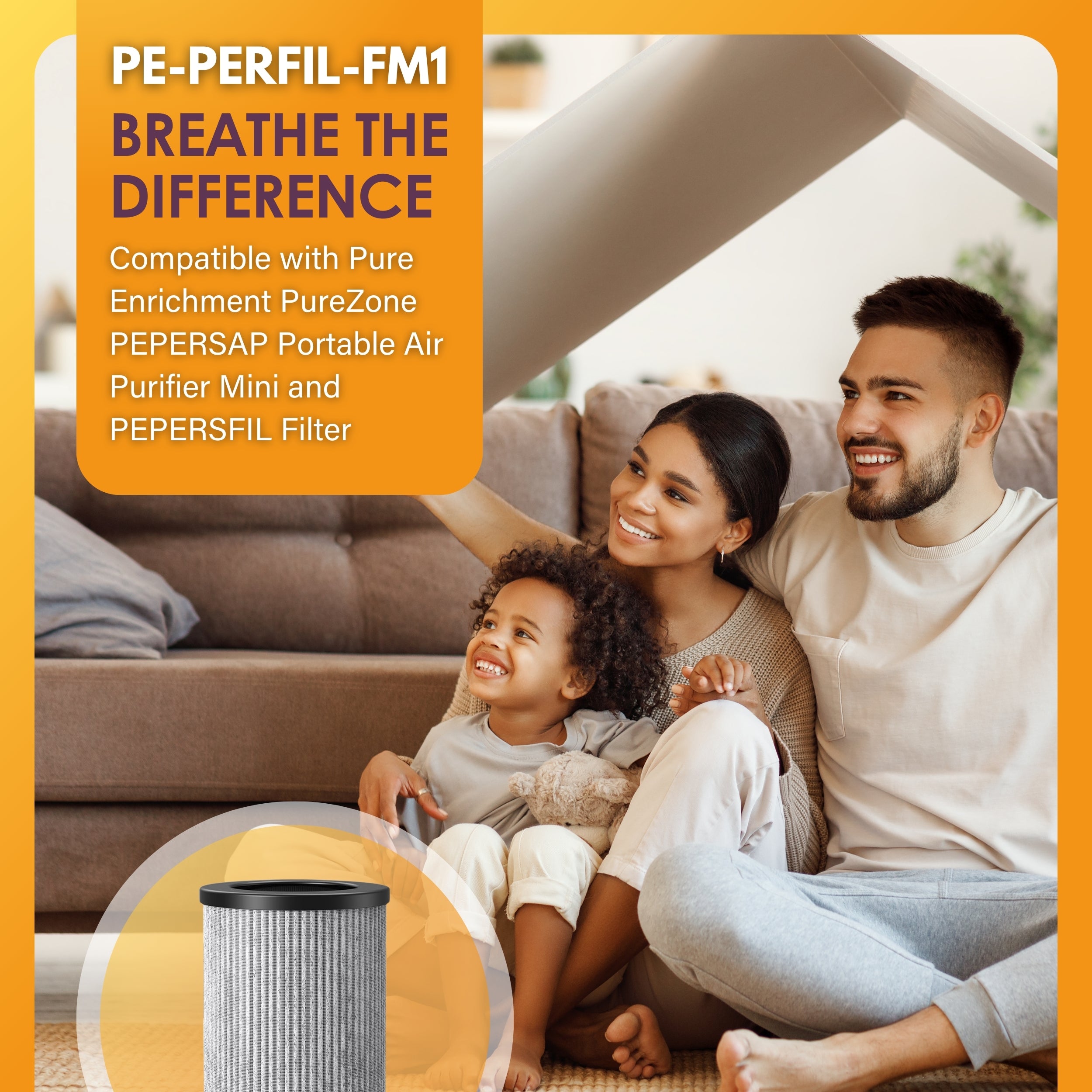 Filter-Monster Filter Bundle Compatible with Pure Enrichment PureZone PEPERSAP Portable Air Purifier Mini and PEPERSFIL Filter, 1 HEPA Filter