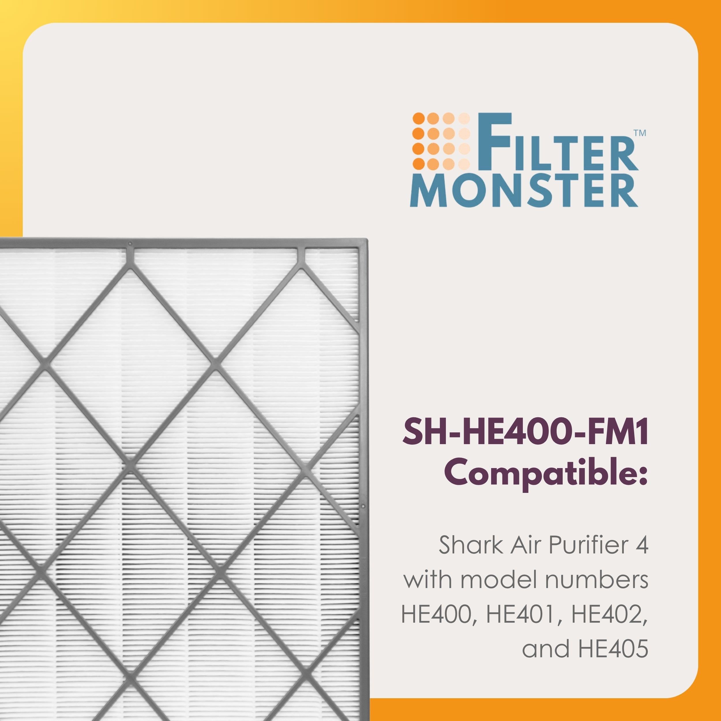 Filter-Monster Replacement Filter Compatible with Shark HE400 Air Purifier 4 Series Purifiers