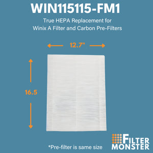 Filter-Monster True HEPA Replacement for Winix A Filter + 4 Carbon Pre-Filters