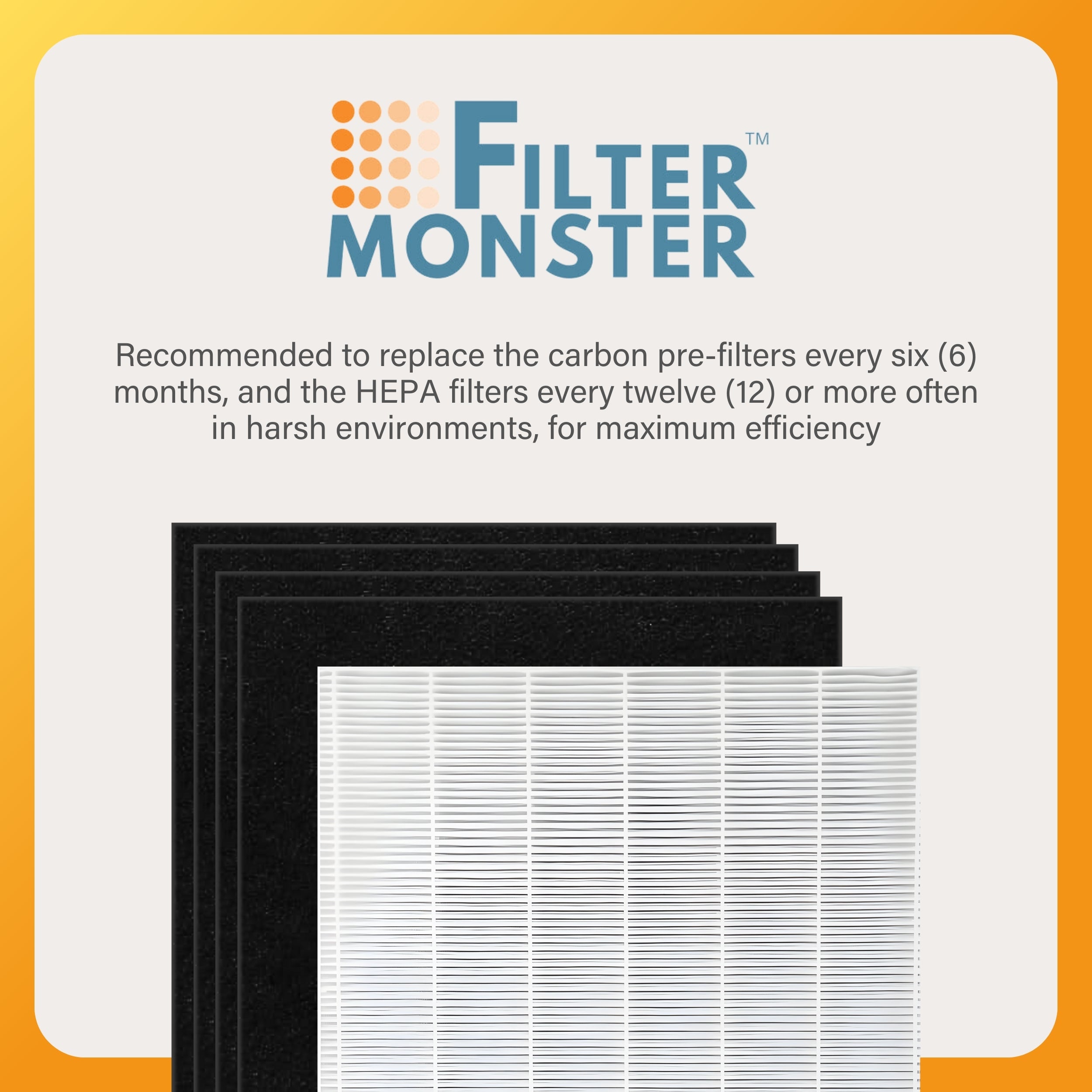 Filter-Monster True HEPA Replacement for Winix A Filter + 4 Carbon Pre-Filters