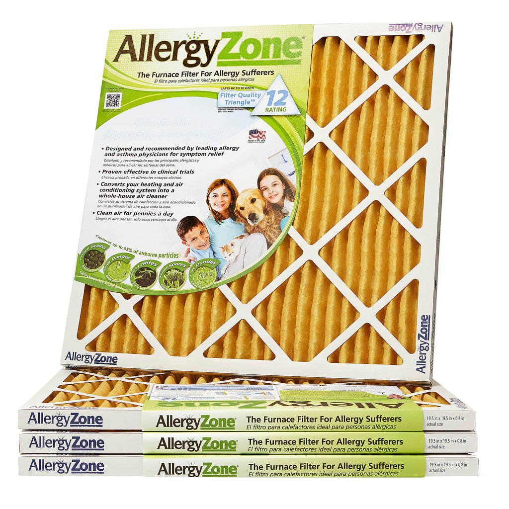 AllergyZone Allergen Removing 1" HVAC Furnace Air Filter, 4 Pack