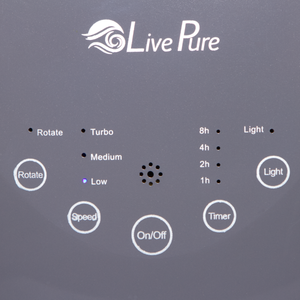 LivePure Bladeless Auto-Duster Fan LP1700FAP Graphite Control Panel
